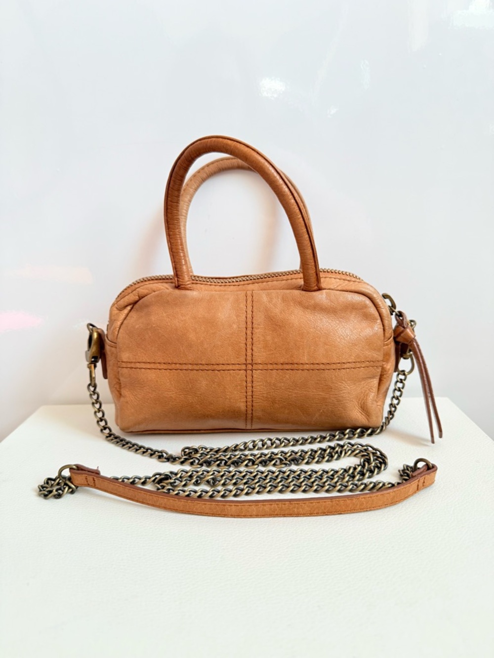 Vintage Mini HOBO International Leather Barrel Crossbody
